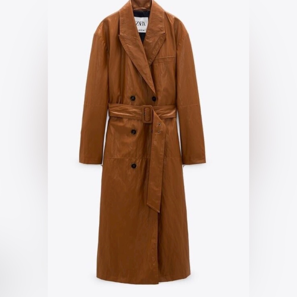 Zara faux leather trench sz L